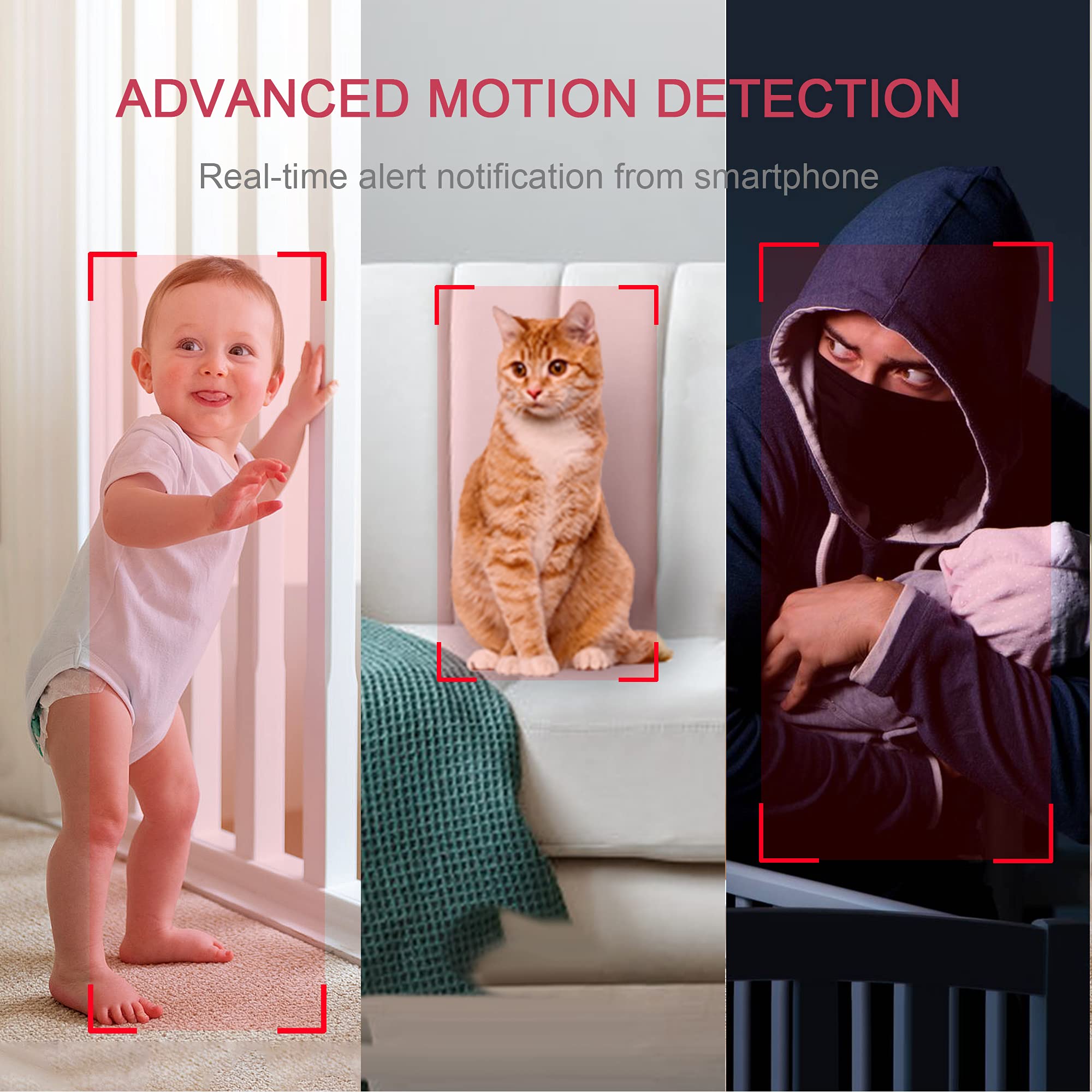 Laview Security Cameras 4Pcs, Home Security Camera Indoor 1080P, Wi Fi Cameras Wired For Pet, Motion Detection, Two Way Audio, N